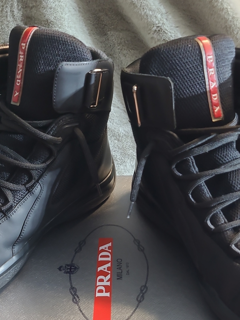 Prada Punta Ala High Top Sneakers Mens 12 - Picture 8 of 9